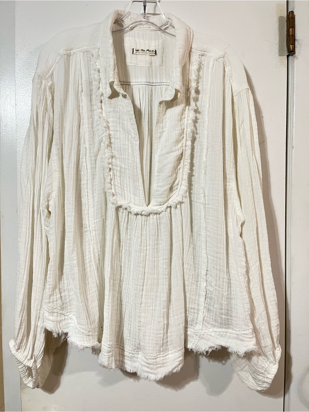 We The Free XL Off-White Gauze Peasant Oversized Blouse